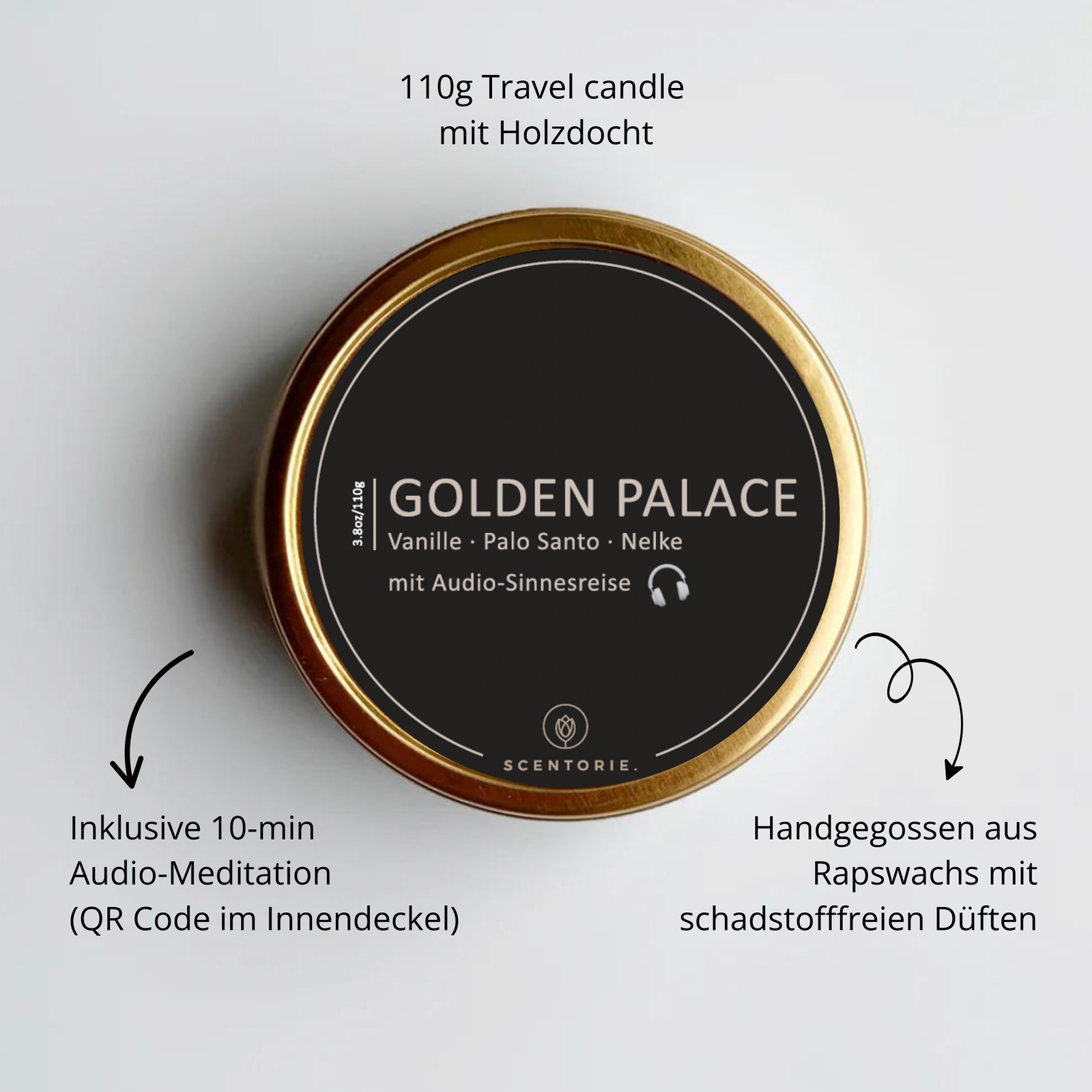 GOLDEN PALACE (110g Duftkerze mit Holzdocht)