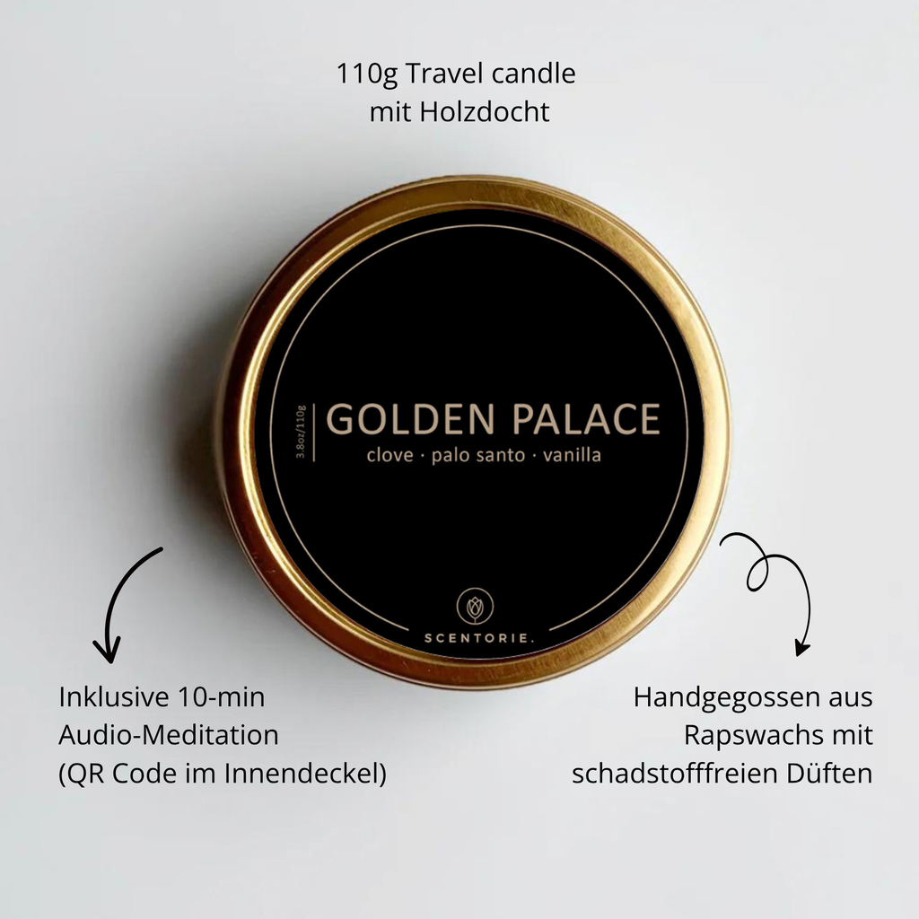 GOLDEN PALACE (110g Duftkerze mit Holzdocht)