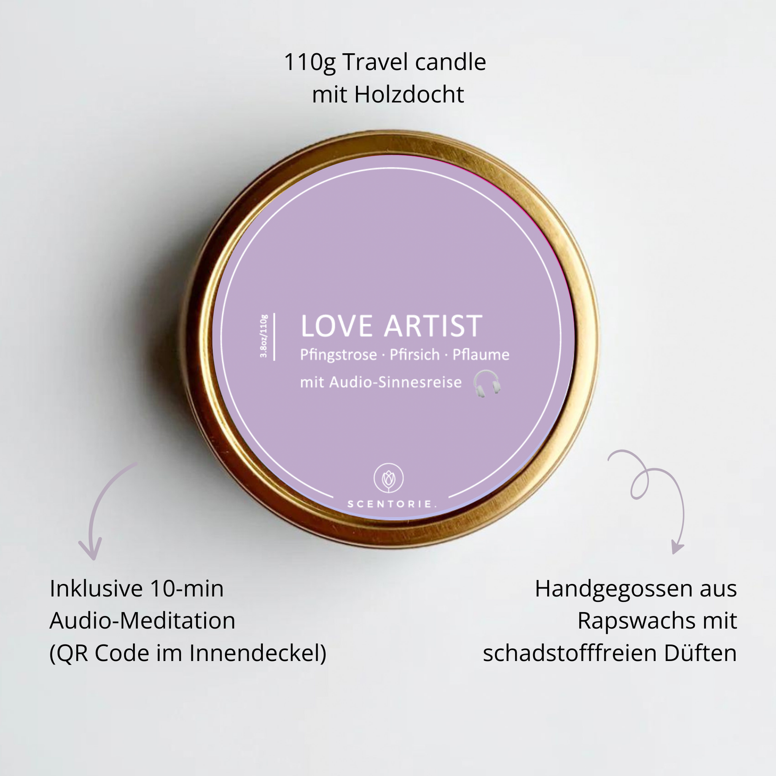 LOVE ARTIST (110g Duftkerze mit Holzdocht)