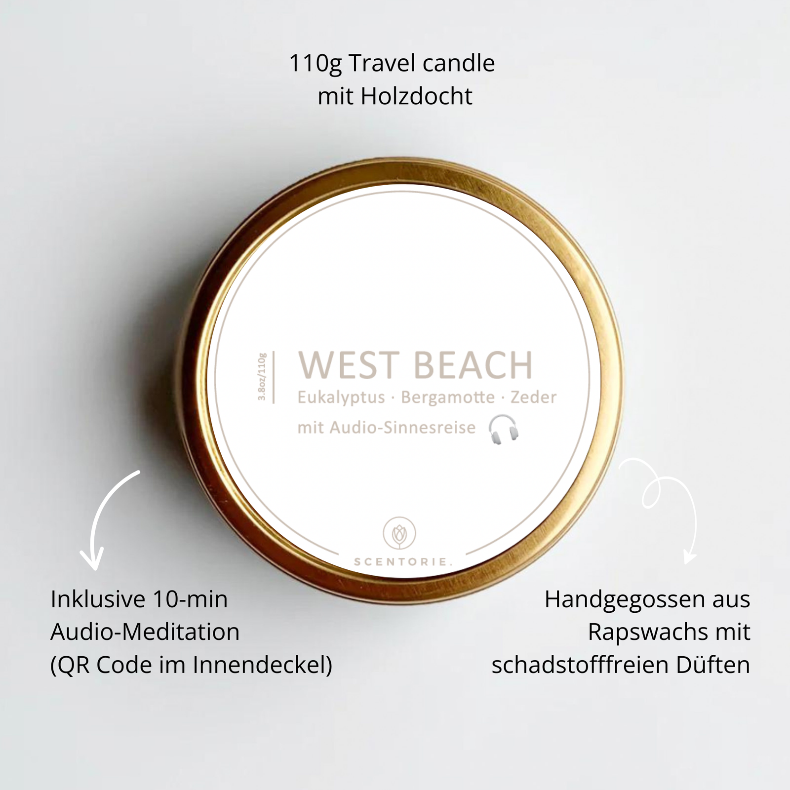 WEST BEACH (110g Duftkerze mit Holzdocht)
