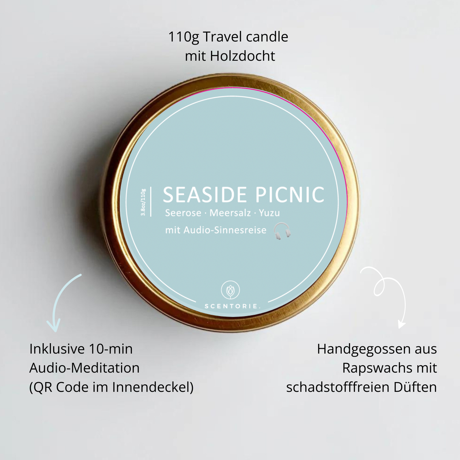 SEASIDE PICNIC (110g Duftkerze mit Holzdocht)