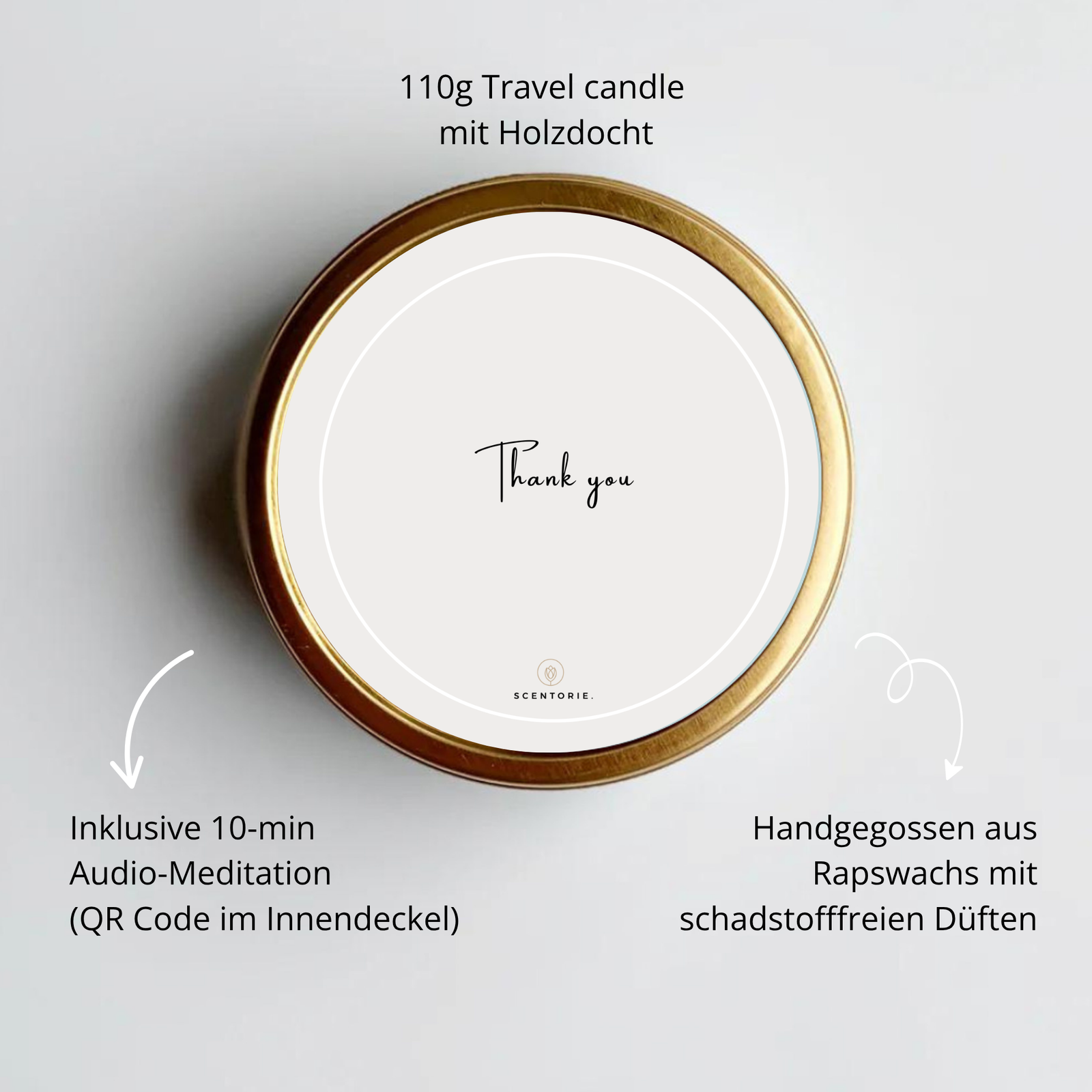 THANK YOU (110g Duftkerze mit Holzdocht)