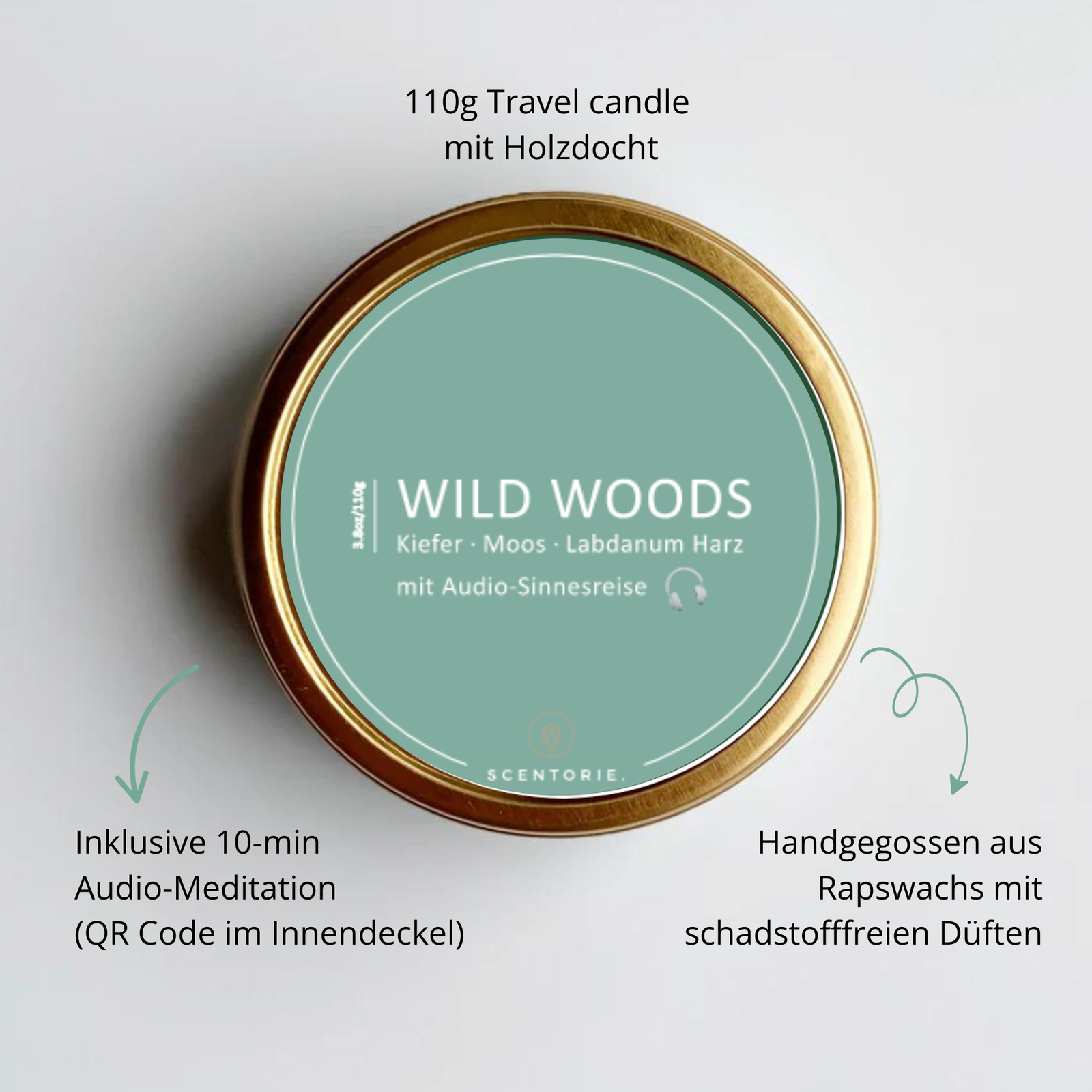 WILD WOODS (110g Duftkerze mit Holzdocht)