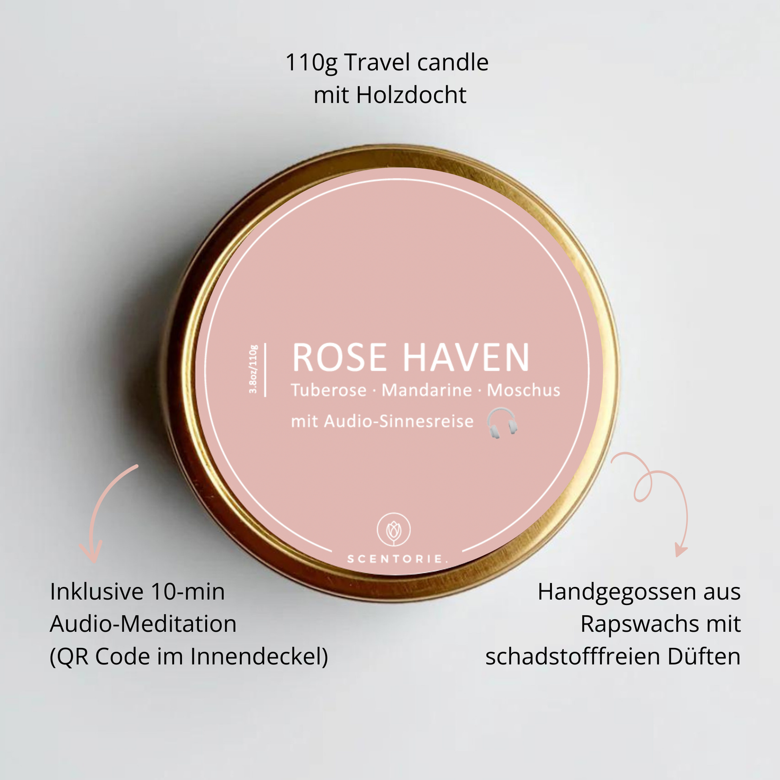 ROSE HAVEN (110g Duftkerze mit Holzdocht)